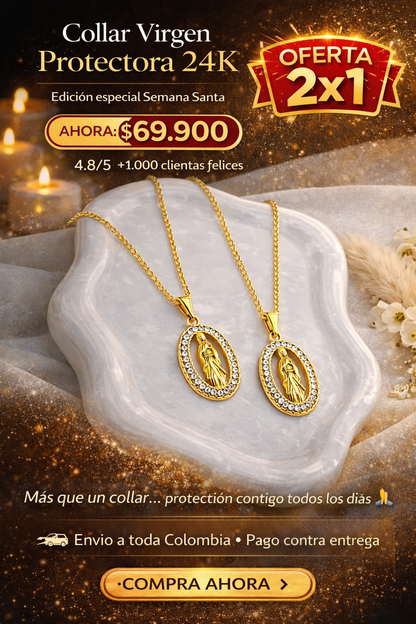 Collar Virgen María: Protección y Bendición para tu Familia OFERTA 2X1