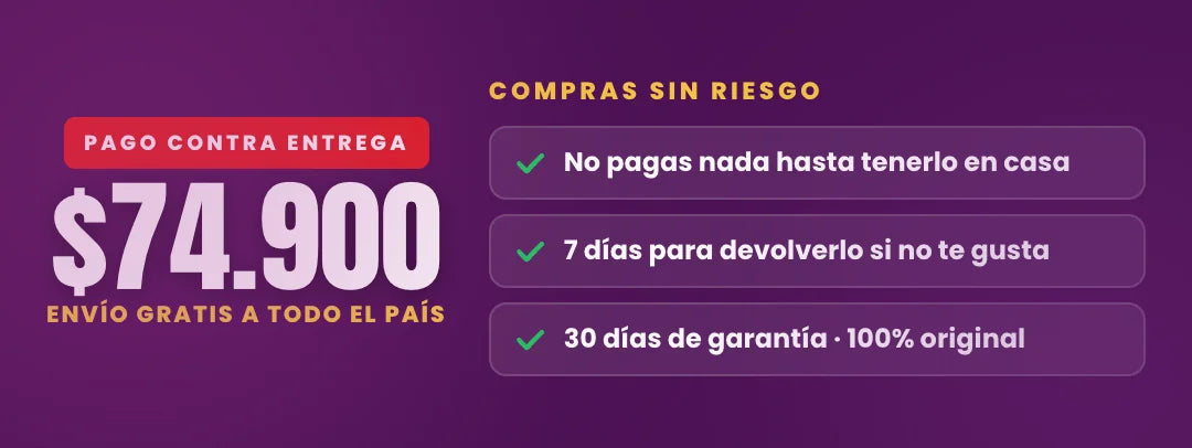 Precio $74.900 con envío gratis: no pagas nada hasta tenerlo en casa, 7 días para devolverlo y 30 días de garantía