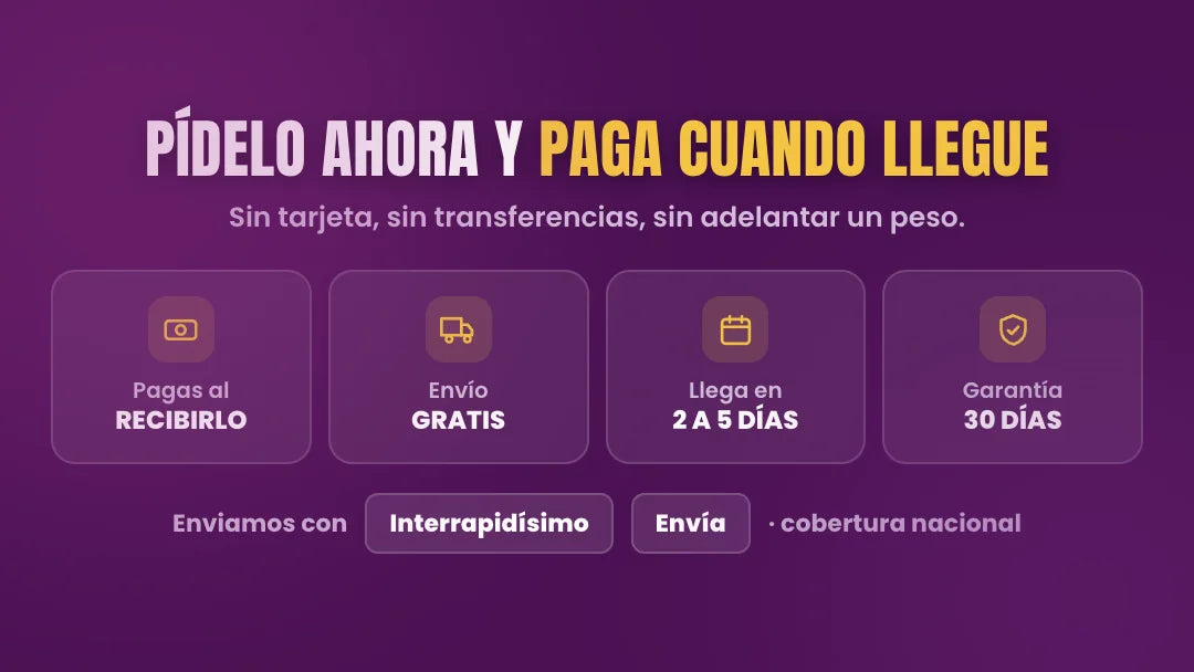 Envío gratis con Interrapidísimo y Envía, llega en 2 a 5 días y pagas al recibir