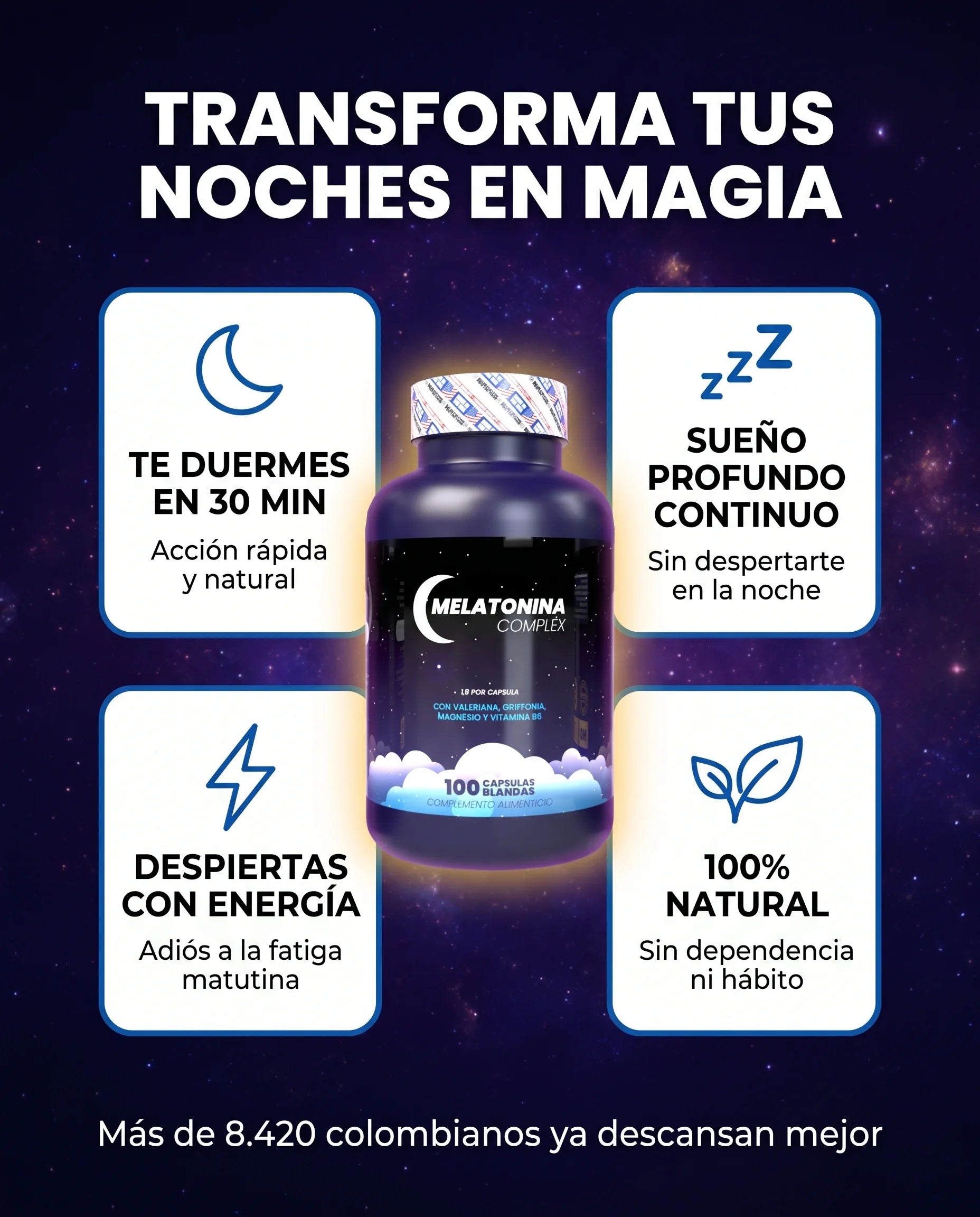 Melatonina Complex - 3 beneficios principales